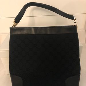 Gucci black monogram canvas shoulder bag